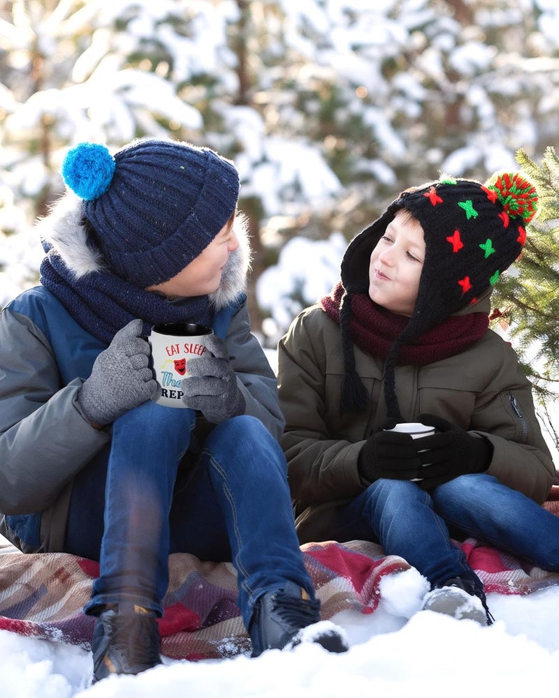 Chuarry 2 Pairs Kids Fleece Lined Gloves Winter Thick Warm Thermal Cable Knit Gloves for 6-10 Years Boys Girls - Image 4